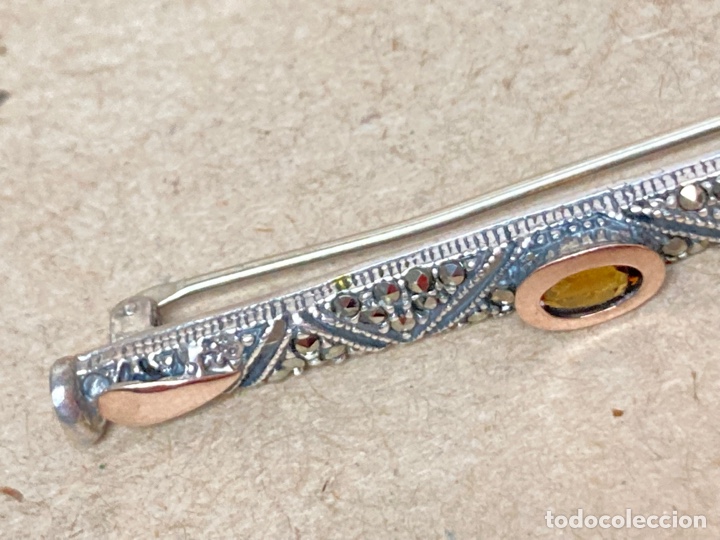 Joyeria: BROCHE ART DECO EN PLATA, ORO Y MARQUESITAS. CIRCA 1930 - Foto 10