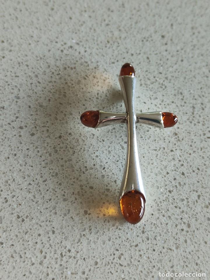 Joyeria: CRUZ PLATA DE LEY Y &Aacute;MBAR NATURAL - Foto 1
