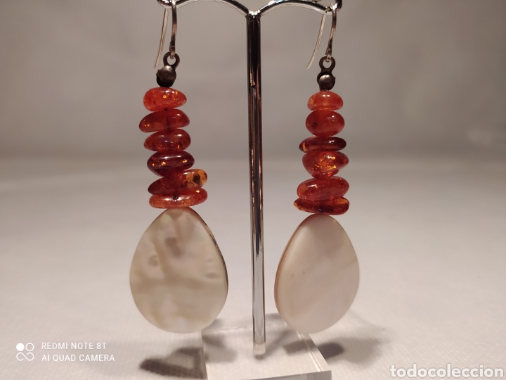 Joyeria: Pendientes de &aacute;mbar y nacar - Foto 2