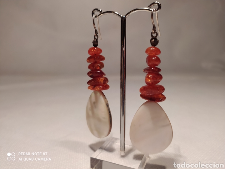 Joyeria: Pendientes de &aacute;mbar y nacar - Foto 3
