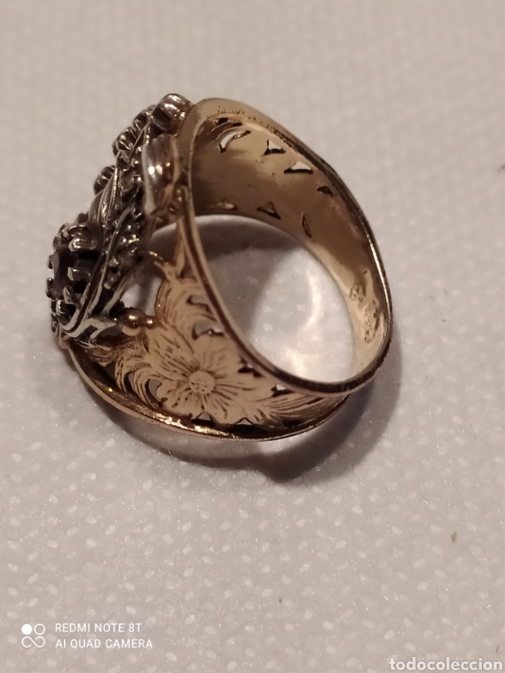 Joyeria: Anillo de plata dorada y granate. - Foto 7