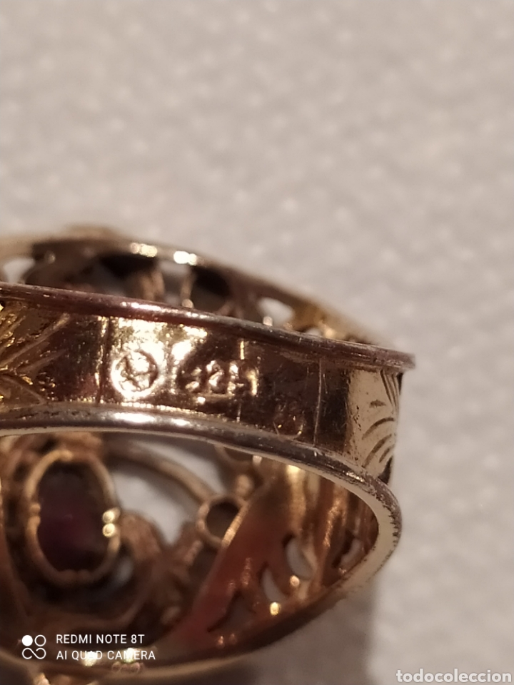 Joyeria: Anillo de plata dorada y granate. - Foto 10
