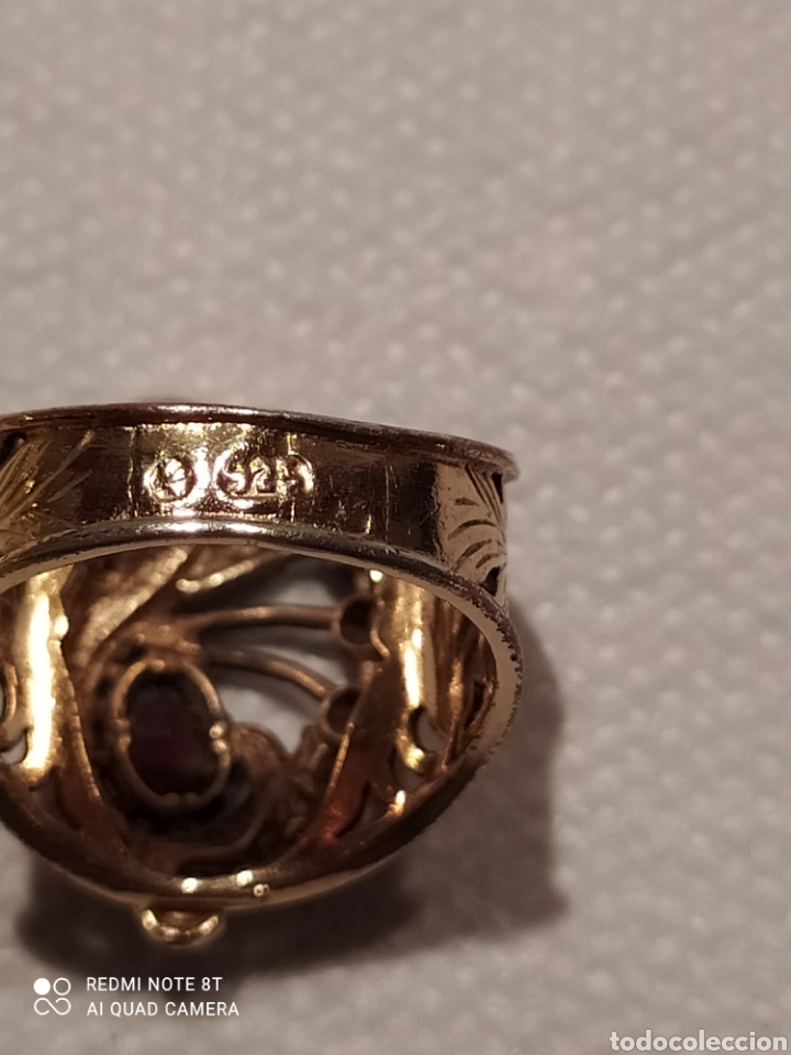 Joyeria: Anillo de plata dorada y granate. - Foto 11