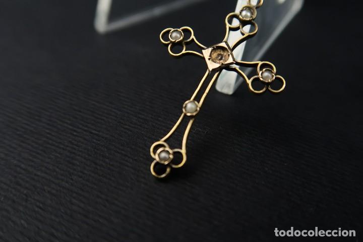 Joyeria: Antigua Cruz de Oro 14k y Perlas - Foto 5