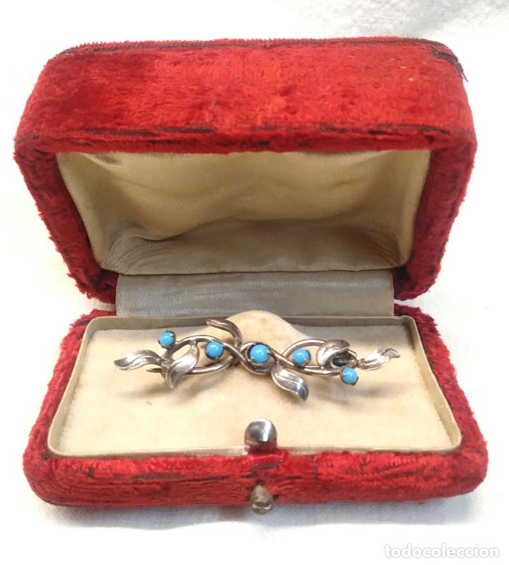 Joyeria: Broche Plata con turquesas. Med. 4,50 cm - Foto 1