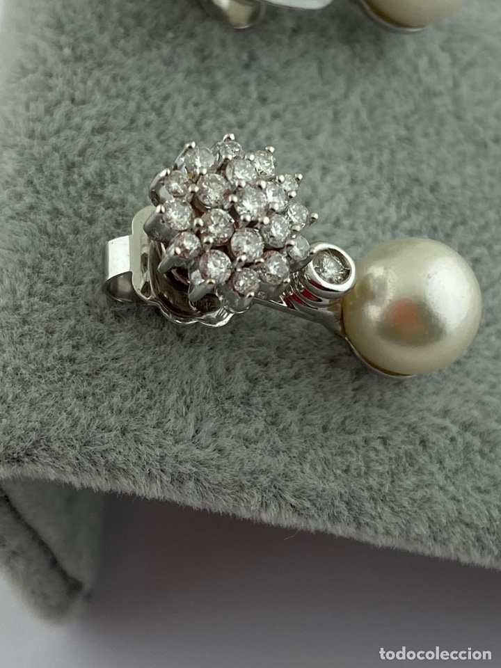 Joyeria: Pendientes perlas y brillantes oro 18 k - Foto 2