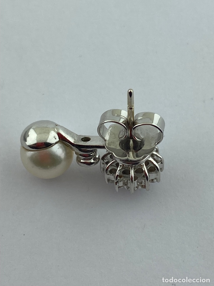 Joyeria: Pendientes perlas y brillantes oro 18 k - Foto 4