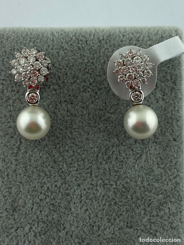 Joyeria: Pendientes perlas y brillantes oro 18 k - Foto 1