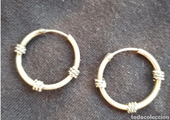 Joyeria: Pendientes aro de plata de ley 925 ml, con nudos - Foto 3