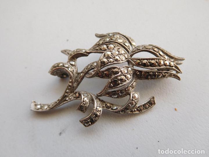 Joyeria: Broche de plata y marquesitas vintage - Foto 1