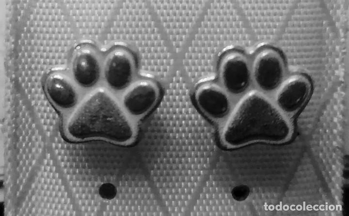 Joyeria: pendientes huellas de perro en plata de ley - 7x8mm - Foto 2