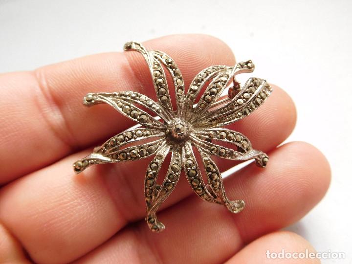 Joyeria: Broche antiguo de plata con marquesitas - Foto 2
