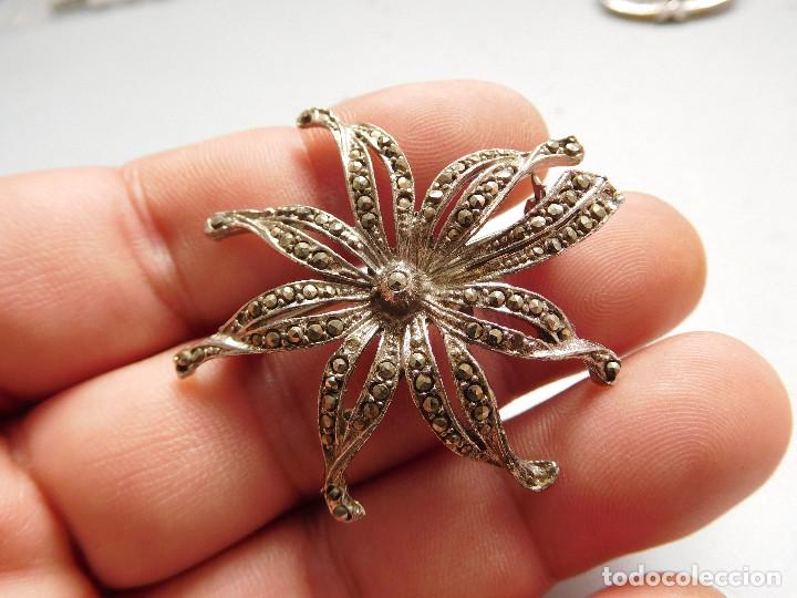 Joyeria: Broche antiguo de plata con marquesitas - Foto 3