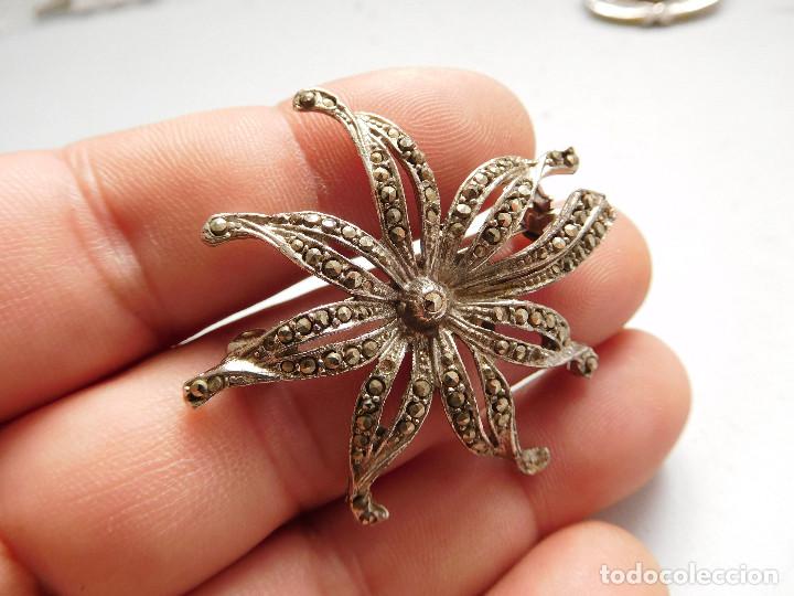 Joyeria: Broche antiguo de plata con marquesitas - Foto 4