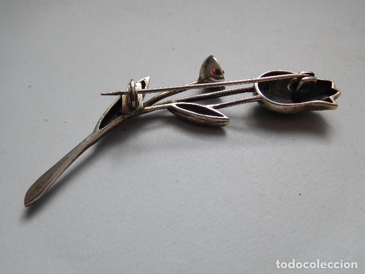 Joyeria: Broche antiguo de plata y marquesitas flor - Foto 5