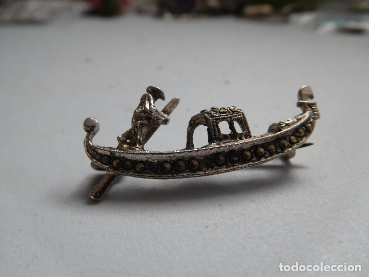 Joyeria: Broche antiguo de plata y marquesitas gondola - Foto 3