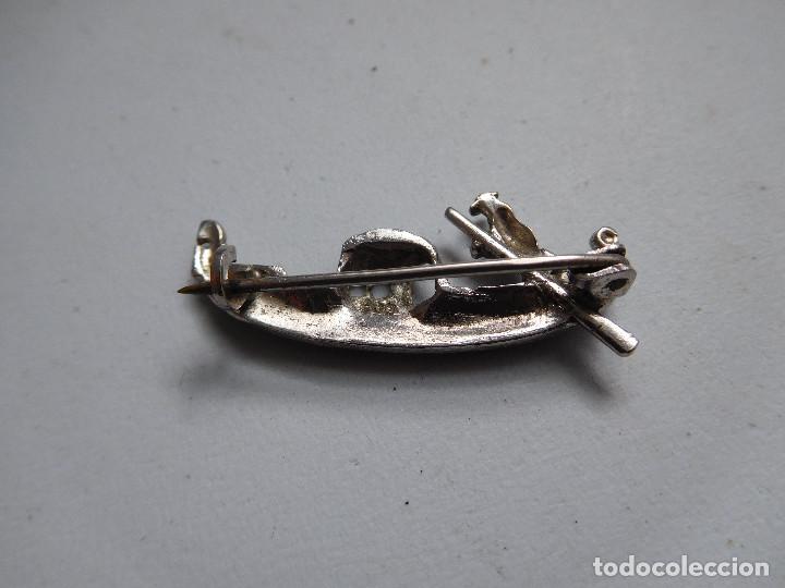 Joyeria: Broche antiguo de plata y marquesitas gondola - Foto 4