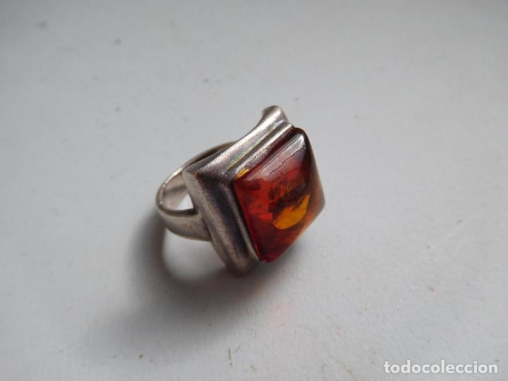 Joyeria: Anillo de plata y ambar vintage - Foto 1
