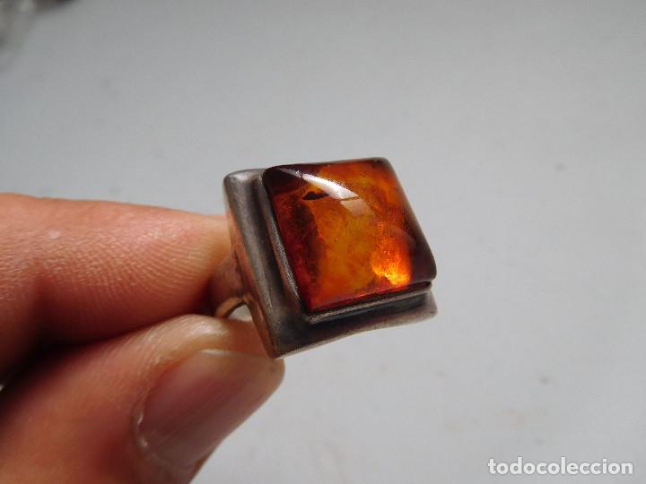 Joyeria: Anillo de plata y ambar vintage - Foto 2