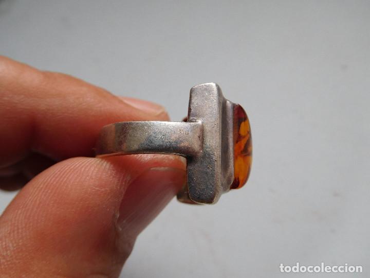 Joyeria: Anillo de plata y ambar vintage - Foto 3