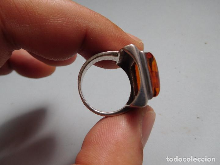 Joyeria: Anillo de plata y ambar vintage - Foto 4