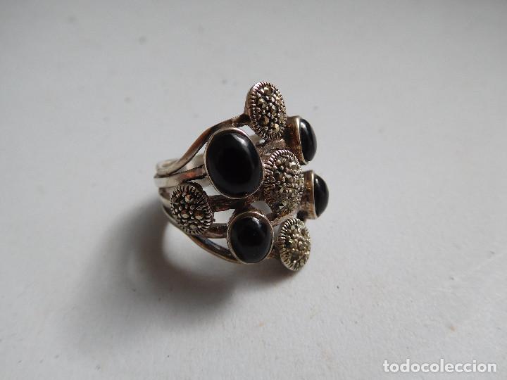 Joyeria: Anillo de plata onix y marquesitas vintage - Foto 1
