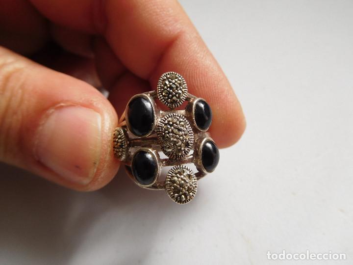 Joyeria: Anillo de plata onix y marquesitas vintage - Foto 2