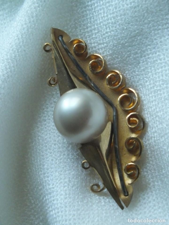 Joyeria: BROCHE ART DECO DORADO CON GRAN PERLA CENTRAL - Foto 2