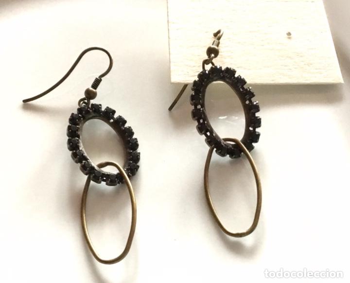 Joyeria: PENDIENTES DE CRISTAL NEGRO.BRONCE . FRANCIA - Foto 4