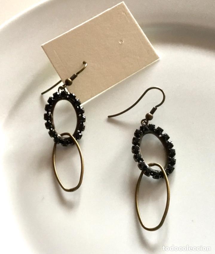 Joyeria: PENDIENTES DE CRISTAL NEGRO.BRONCE . FRANCIA - Foto 5