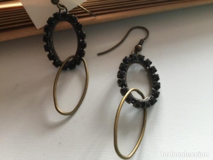 Joyeria: PENDIENTES DE CRISTAL NEGRO.BRONCE . FRANCIA - Foto 1