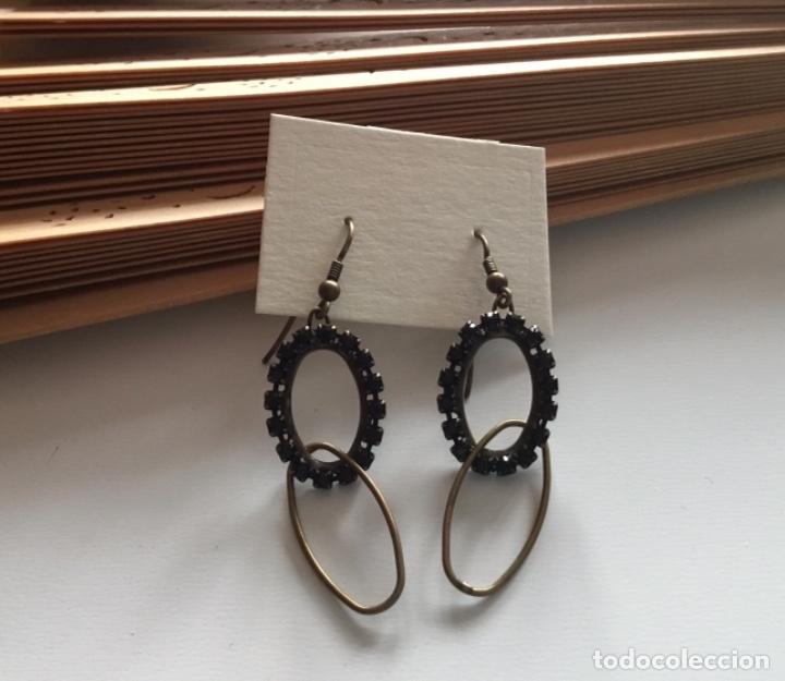 Joyeria: PENDIENTES DE CRISTAL NEGRO.BRONCE . FRANCIA - Foto 2