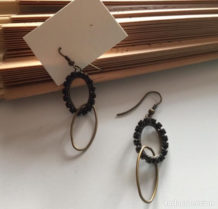 Joyeria: PENDIENTES DE CRISTAL NEGRO.BRONCE . FRANCIA - Foto 3