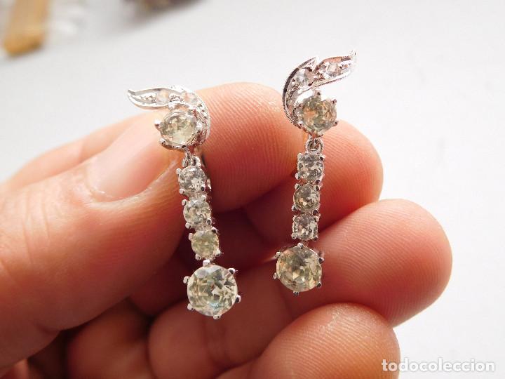 Joyeria: Pendientes antiguos de plata rodiada y piedras - Foto 1