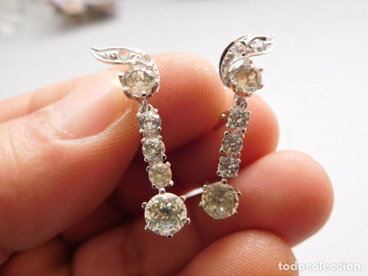 Joyeria: Pendientes antiguos de plata rodiada y piedras - Foto 2