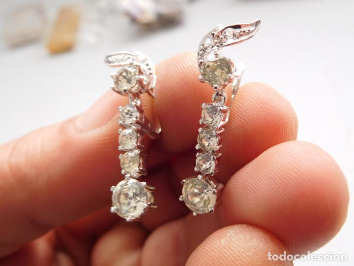 Joyeria: Pendientes antiguos de plata rodiada y piedras - Foto 3