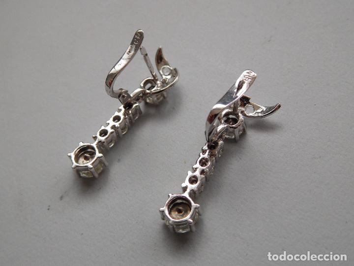 Joyeria: Pendientes antiguos de plata rodiada y piedras - Foto 4