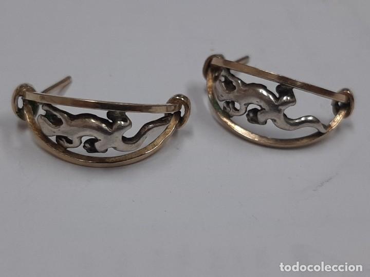 Joyeria: Pendiente de plata y oro bajo - Foto 2