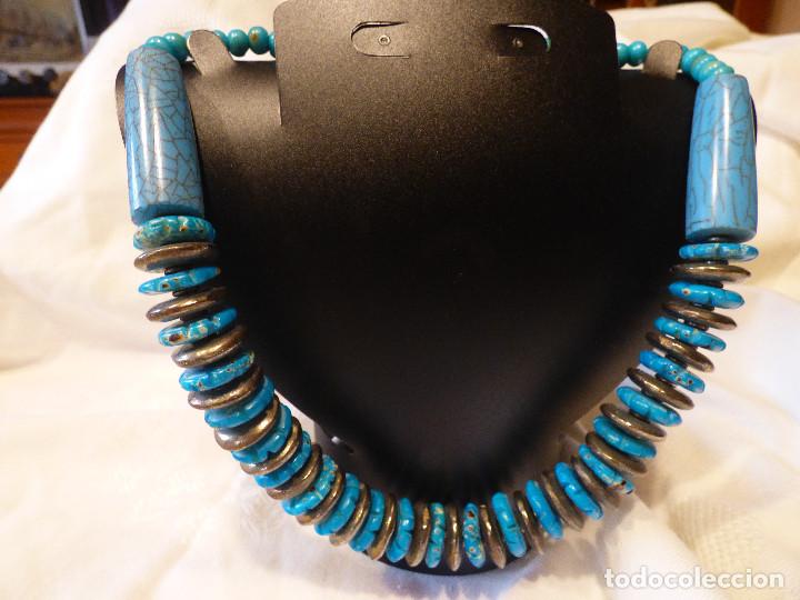 Joyeria: Collar turquesa y plata.Nepal. - Foto 1