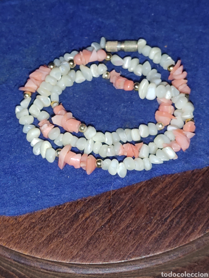 Joyeria: Collar de coral rosa y n&aacute;car,vintage. - Foto 4