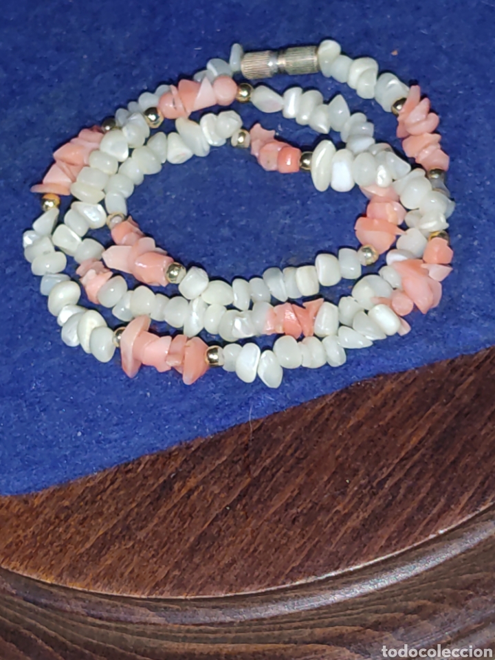 Joyeria: Collar de coral rosa y n&aacute;car,vintage. - Foto 5