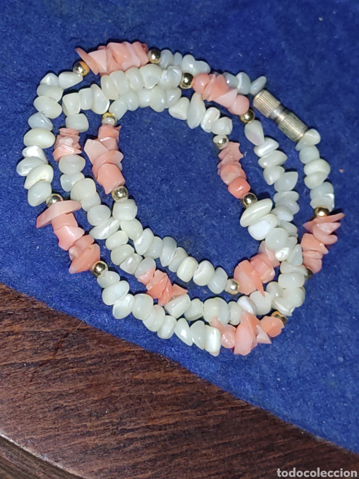 Joyeria: Collar de coral rosa y n&aacute;car,vintage. - Foto 7