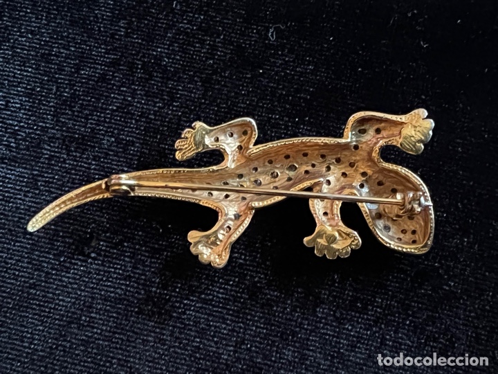 Joyeria: BROCHE EN FORMA DE LAGARTO CHAPADO EN ORO - Foto 2