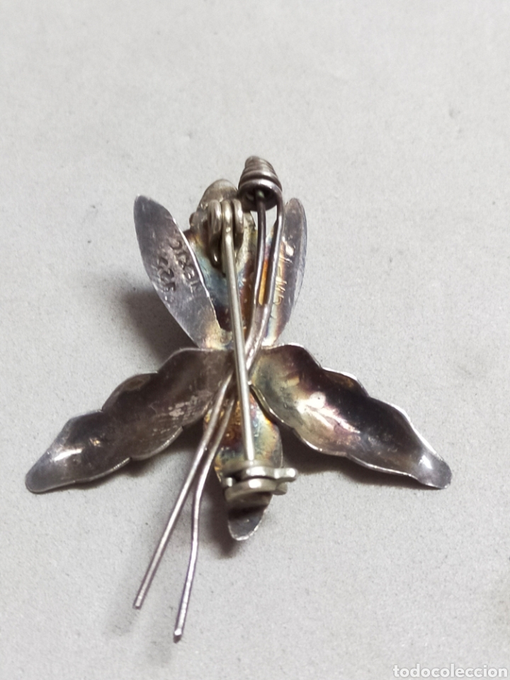 Joyeria: BROCHE DE PLATA CON FORMA DE FLOR CON HOJAS. - Foto 5