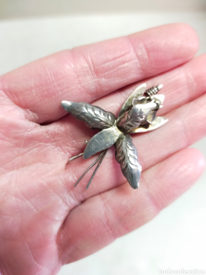 Joyeria: BROCHE DE PLATA CON FORMA DE FLOR CON HOJAS. - Foto 7