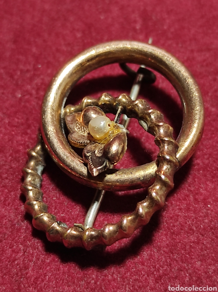 Joyeria: Broche antiguo tu y yo chapado oro - Foto 3