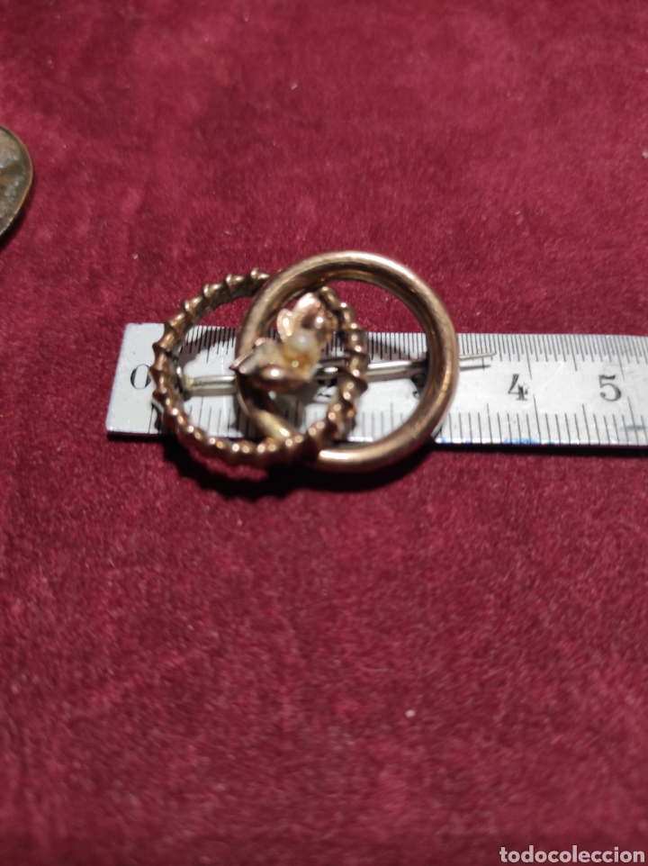 Joyeria: Broche antiguo tu y yo chapado oro - Foto 5