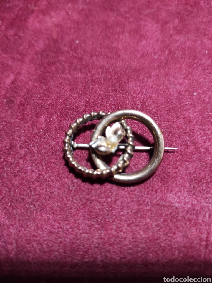 Joyeria: Broche antiguo tu y yo chapado oro - Foto 1