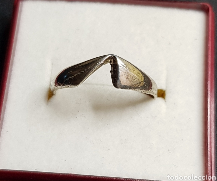 Joyeria: Antiguo anillo plata de ley forma irregular talla 19 - Foto 1