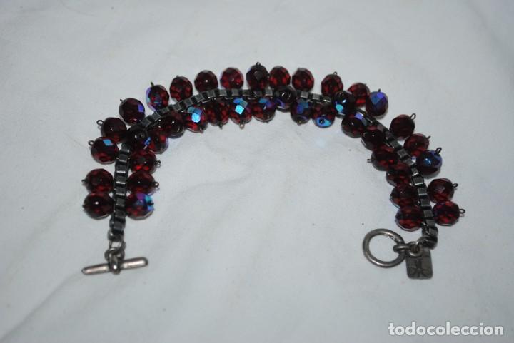Joyeria: ANTIGUA PULSERA DE CRISTAL COLOR CORINTO . - Foto 1